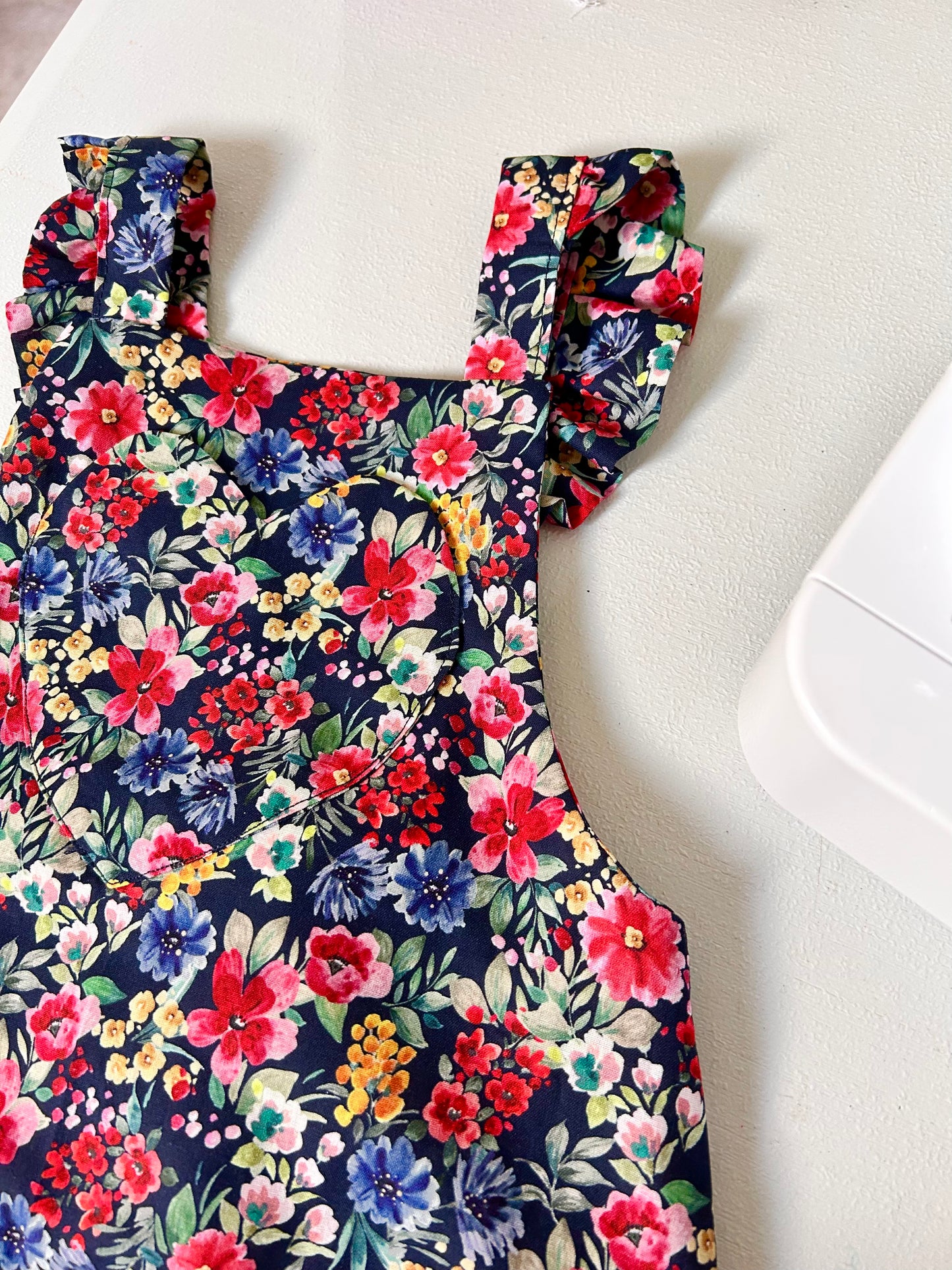 Polly Dungarees - Navy Bloom