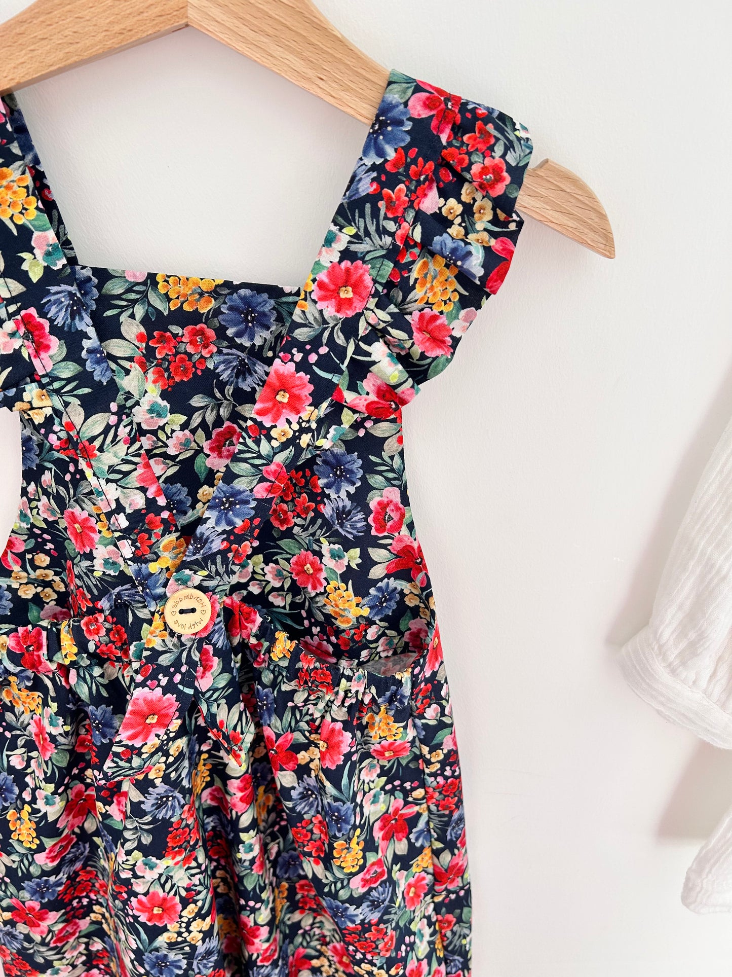 Polly Dungarees - Navy Bloom