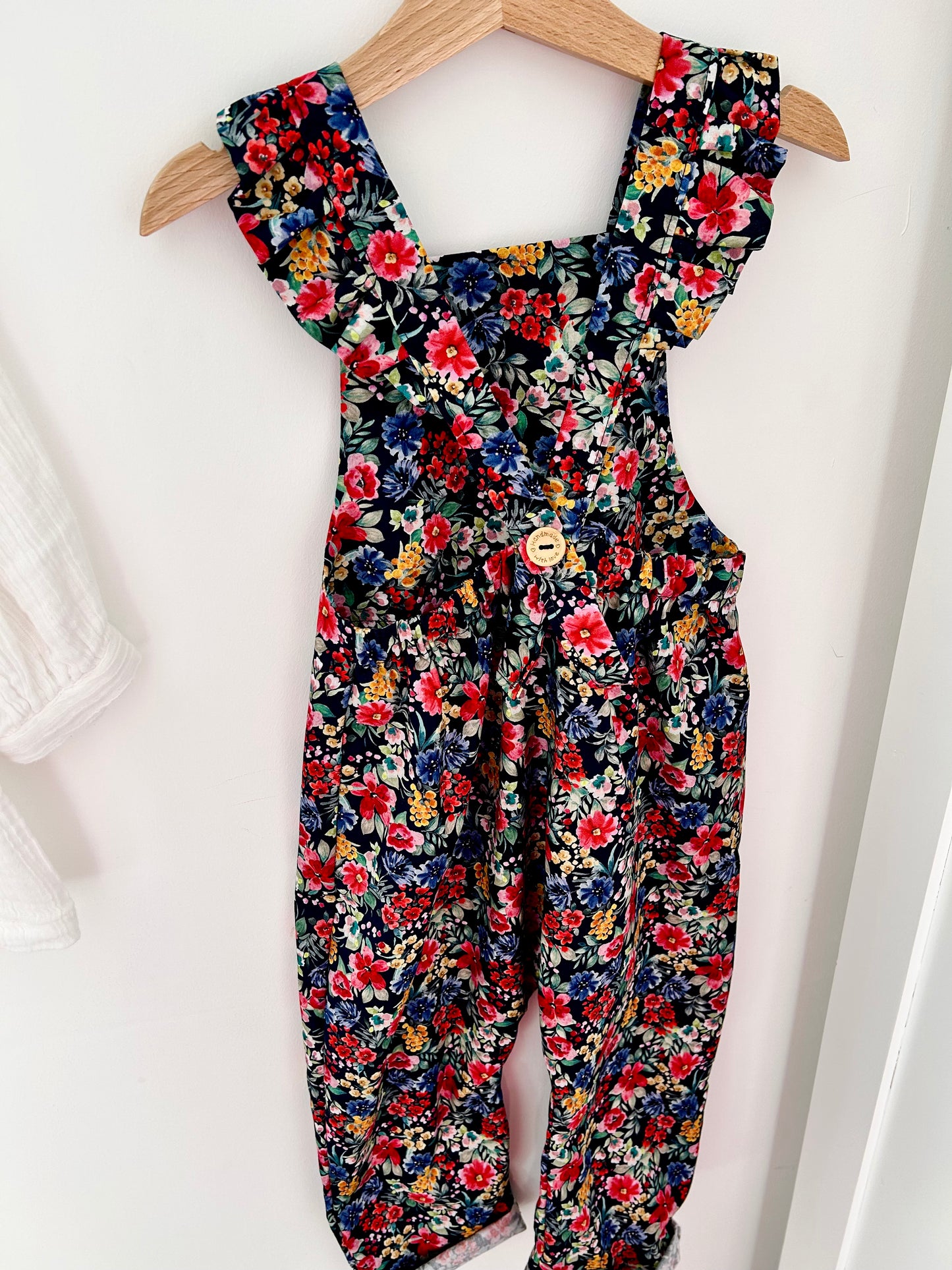 Polly Dungarees - Navy Bloom